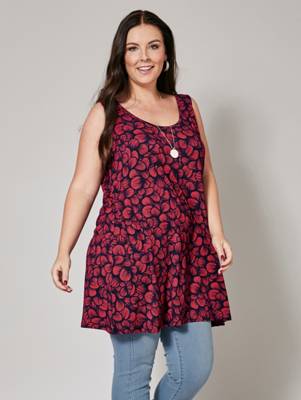 Longtop mit Blumen-Print ärmellos floral A-Linie blickdicht Viskose Tops 2