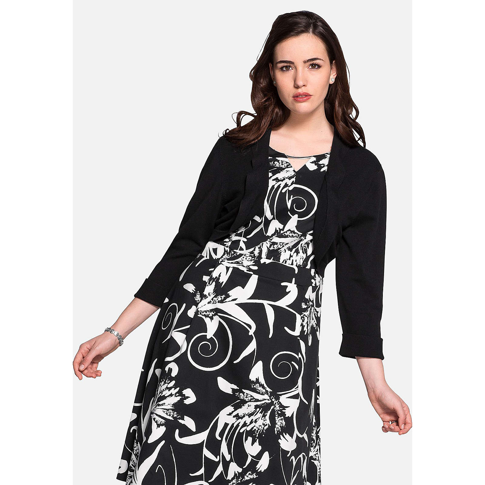 sheego Bolero mit elegantem Schalkragen Boleros schwarz Damen Gr. 46 sheego Bolero mit elegantem Schalkragen Boleros schwarz Damen Gr. 46