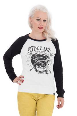 Queen Kerosin Queen Kerosin Sweater mit auffälligem Biker-Print Ride like a Devil Sweatshirts