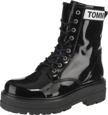 Patent Leather Flatform Boot Schnürstiefeletten