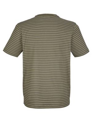 Roger Kent Shirt Schlitze,Druck kurzarm gestreift Regular Fit blickdicht Baumwolle T-Shirts 2