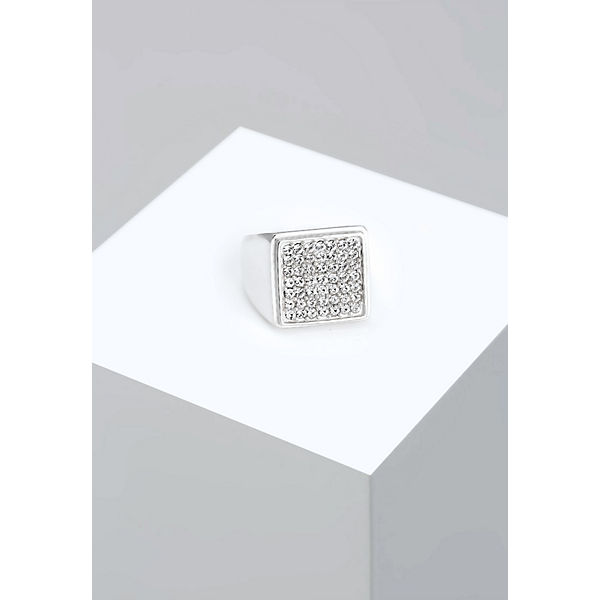 Accessoires Ringe Elli PREMIUM Elli Premium Ring Siegelring Geo Kristalle 925 Silber Ringe silber