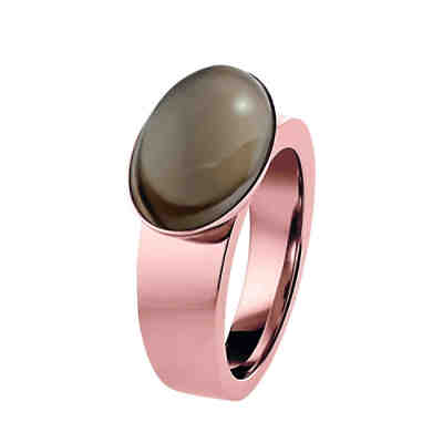 Ring mit 16x11mm großen Rauchquarz rosè vergoldet Ringe