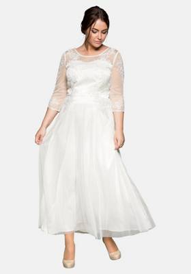 sheego Abendkleid mit Lace-Details offwhite