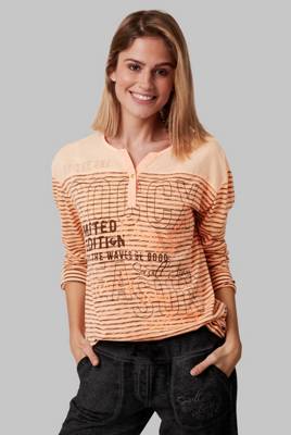 SOCCX Streifenshirt im Materialmix Langarmshirts