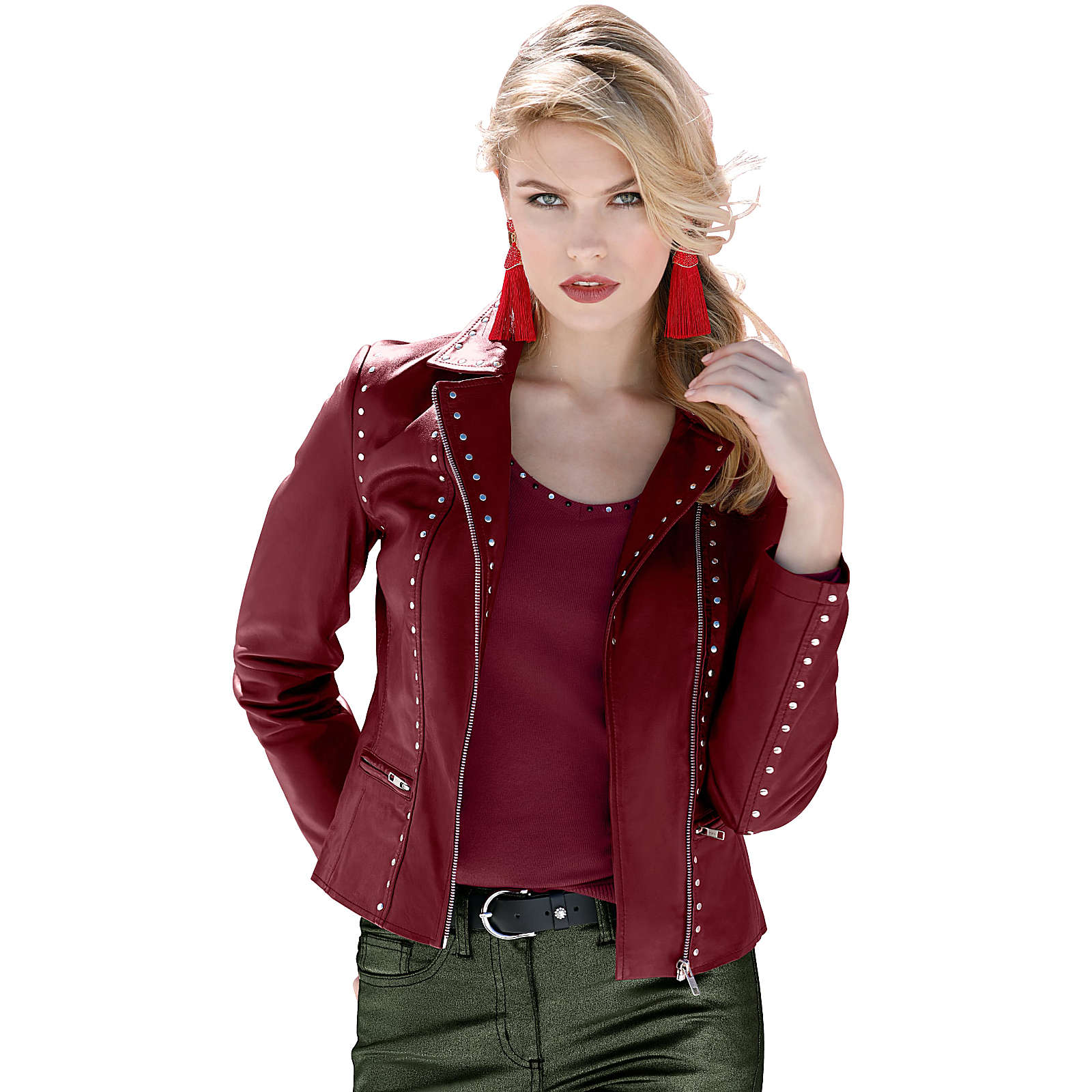 Amy Vermont Lederjacke bordeaux Damen Gr. 36 Amy Vermont Lederjacke bordeaux Damen Gr. 36