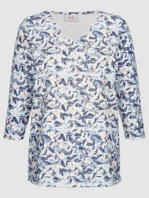 Sweatshirt Schlitze 3/4-arm allover Gerade blickdicht Kunstfaser,Baumwolle Sweatshirts