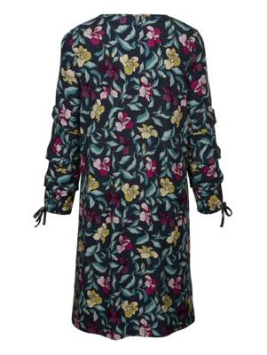Jerseykleid Raffungen,Bänder 3/4-arm floral A-Linie blickdicht Viskose,Kunstfaser Jerseykleider 2