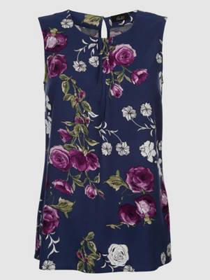 Webtop Falten ärmellos allover Gerade blickdicht Viskose Blusentops