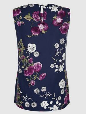 Webtop Falten ärmellos allover Gerade blickdicht Viskose Blusentops 2