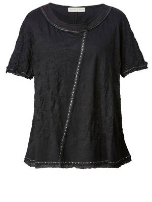 Janet /& Joyce Shirt mit Allover-Print schwarz halbarm Baumwolle floral Damen