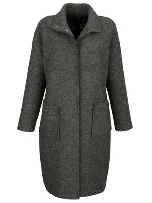 Kurzmantel Offene Kanten langarm Verdeckte Druckknopfleiste uni Figurumspielend Wolle,Kunstfaser Mäntel