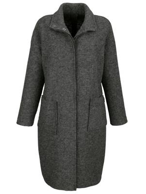 Kurzmantel Offene Kanten langarm Verdeckte Druckknopfleiste uni Figurumspielend Wolle,Kunstfaser Mäntel 2