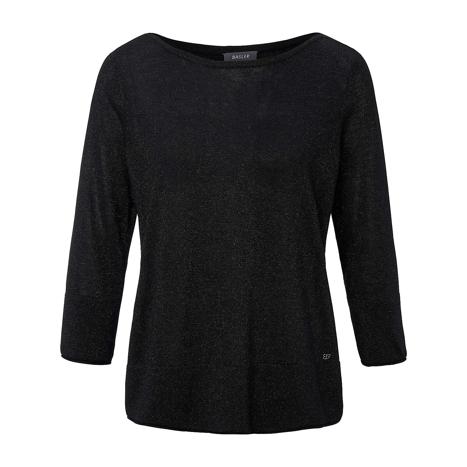BASLER Rundhals-Pullover Rundhals-Pullover mit 3/4-Arm Pullover schwarz Damen Gr. 50 BASLER Rundhals-Pullover Rundhals-Pullover mit 3/4-Arm Pullover schwarz Damen Gr. 50
