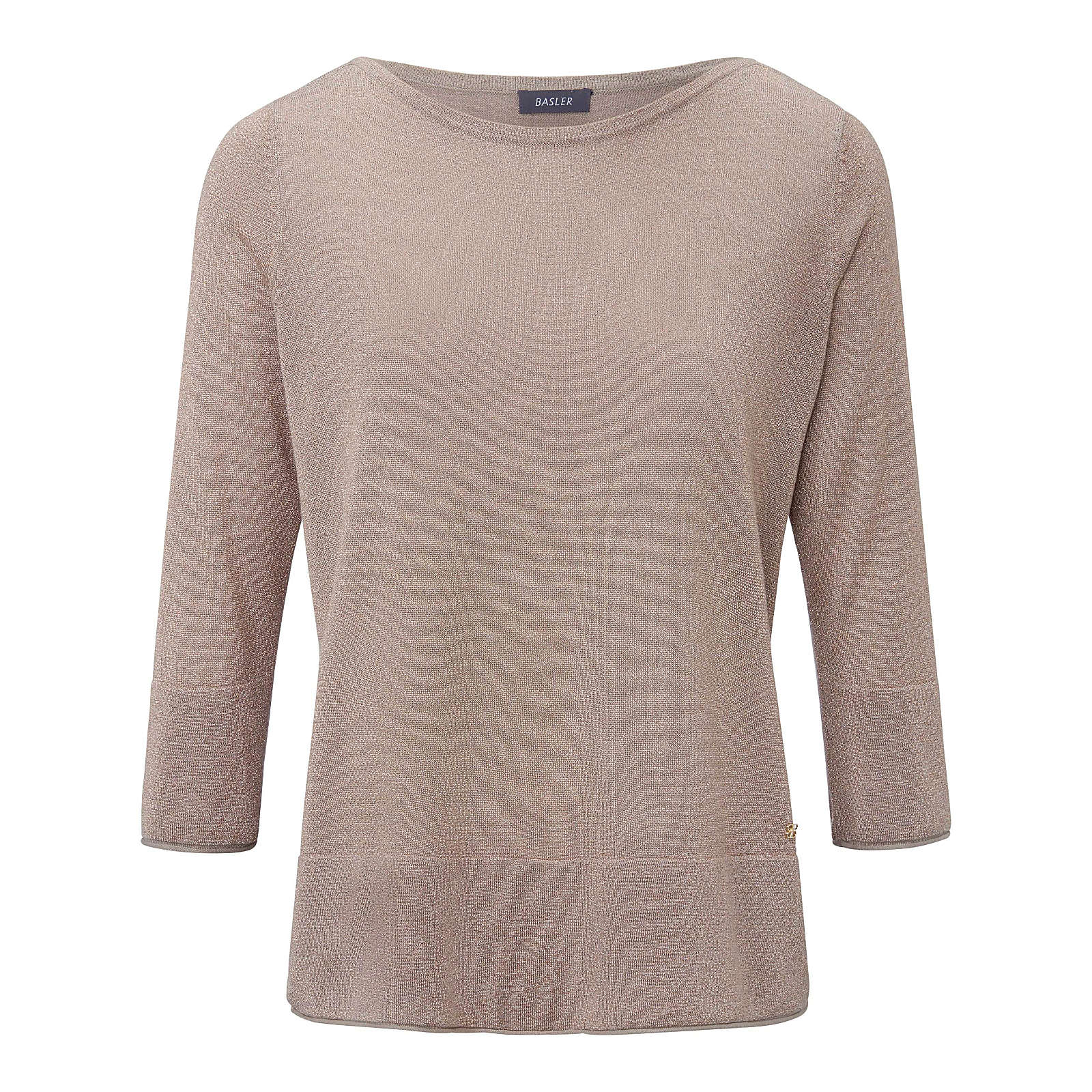BASLER Rundhals-Pullover Rundhals-Pullover mit 3/4-Arm Pullover taupe Damen Gr. 52 BASLER Rundhals-Pullover Rundhals-Pullover mit 3/4-Arm Pullover taupe Damen Gr. 52