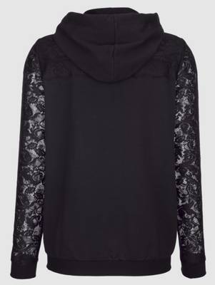 Sweatjacke Spitze langarm Reißverschluss uni Figurumspielend Baumwolle,Kunstfaser Sweatjacken