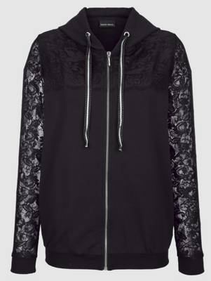 Sweatjacke Spitze langarm Reißverschluss uni Figurumspielend Baumwolle,Kunstfaser Sweatjacken 2