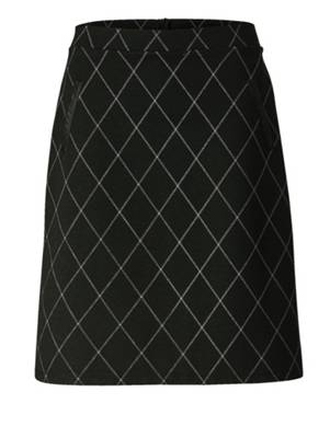 Rock kariert Lederimitatbesatz Nahtreißverschluss kariert Figurnah blickdicht Kunstfaser Röcke