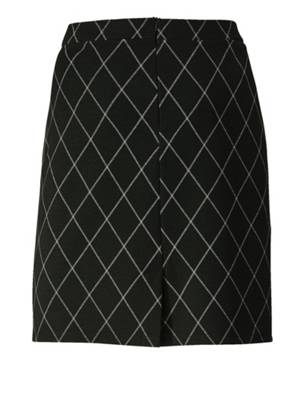 Rock kariert Lederimitatbesatz Nahtreißverschluss kariert Figurnah blickdicht Kunstfaser Röcke 2