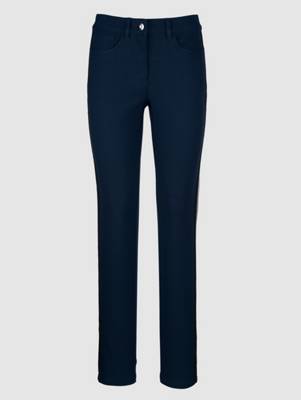 Hose Knopf,Reißverschluss uni Slim Fit Baumwolle Stoffhosen 2