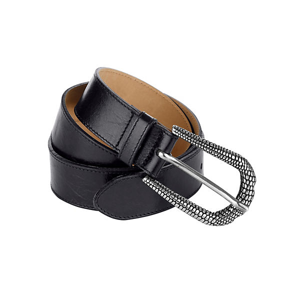 Accessoires Klassische Gürtel MONA Ledergürtel mit geprägter Schließe schwarz