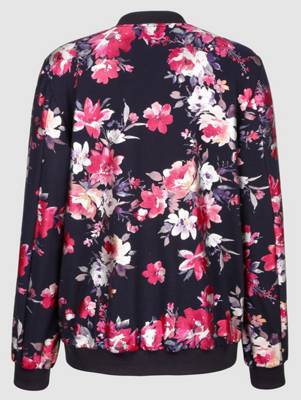 Blouson langarm Reißverschluss floral Gerade Kunstfaser Blazer