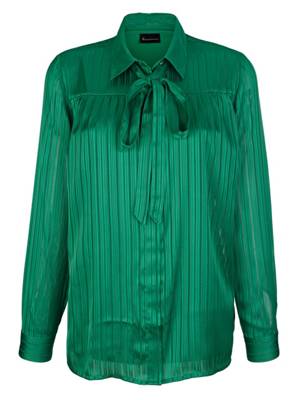 Bluse langarm Knöpfe uni Figurnah halbtransparent Kunstfaser Langarmblusen