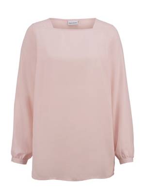 Bluse langarm uni Gerade halbtransparent Kunstfaser Langarmblusen