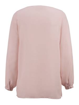 Bluse langarm uni Gerade halbtransparent Kunstfaser Langarmblusen 2