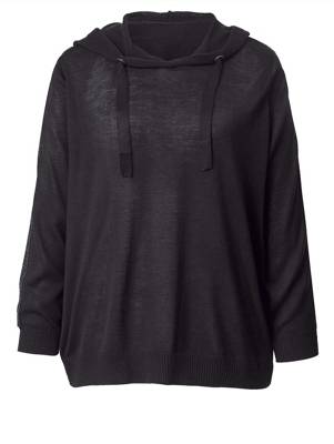 Pullover mit Kapuze Bänder langarm uni Lässig blickdicht Viskose Kapuzenpullover 2