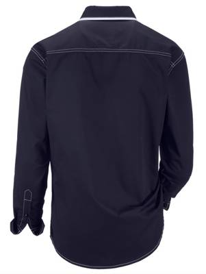 Hemd Kontrastnähte,Garngefärbt,Stickereien langarm Knopfleiste uni Regular Fit blickdicht Baumwolle Langarmhemden 2