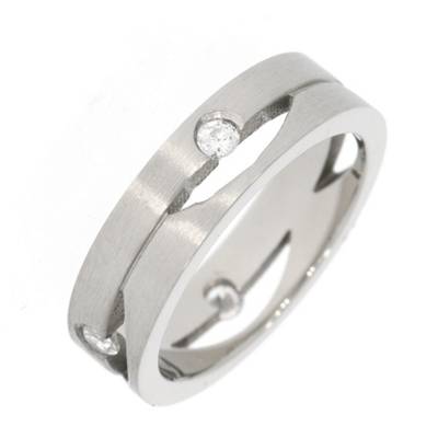 Gooix Bandring mit 4 Zirkonia mattiert / poliert 6 mm Ringe