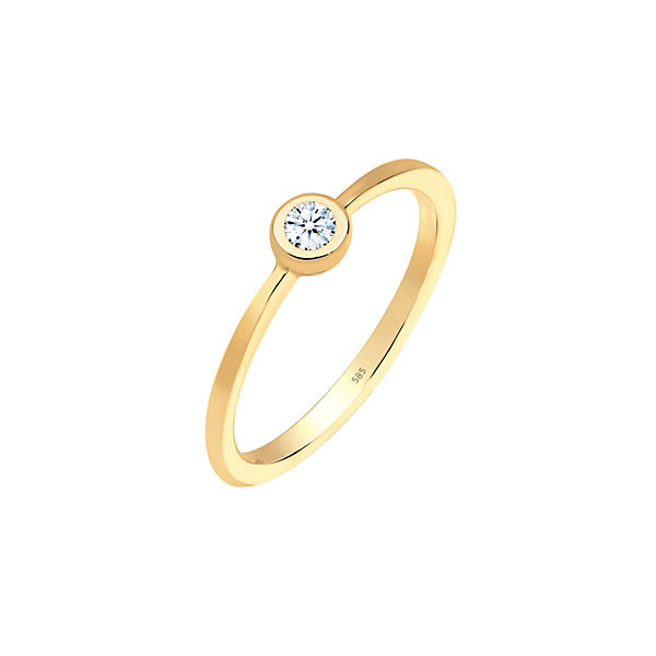 Accessoires Ringe Elli DIAMONDS Elli Diamonds Ring Verlobung Solitär Diamant 0.06 Ct. 585 Gelbgold Ringe weiß