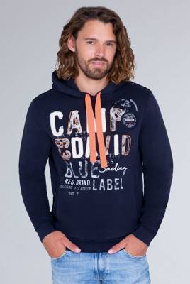 CAMP DAVID Hoodie mit Raw Edges und Used Artwork Sweatshirts
