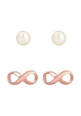 Elli Ohrringe 2er Set Infinity Süßwasserzuchtperle 925 Silber Ohrstecker 2