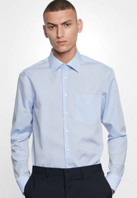 Kentkragen seidensticker Regular Langarm Hemd Uni Business Langarmhemden blau