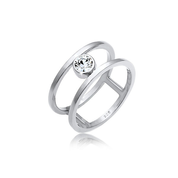 Elli Premium Ring Doppelring Solitär Kristalle 925 Silber Ringe