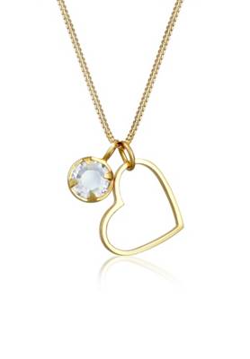 Elli Halskette Herz Liebe Cut Out Swarovski® Kristalle 925 Silber Halsketten