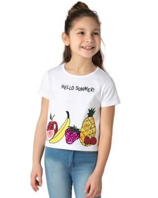 Image of myToys-COLLECTION T-Shirt mit Pailletten für Mädchen von ZAB kids weiß Mädchen Gr. 116/122