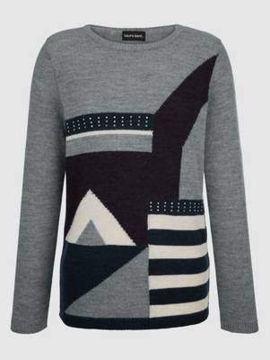 Pullover Dekosteine langarm grafisch Figurumspielend blickdicht Kunstfaser Pullover