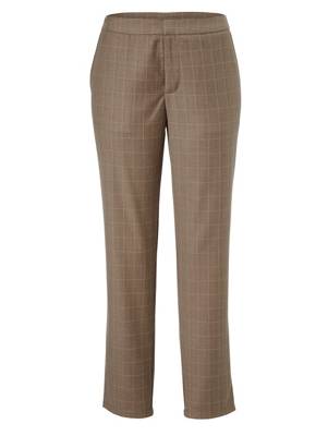 Hose Reißverschluss kariert Slim Fit Kunstfaser Stoffhosen