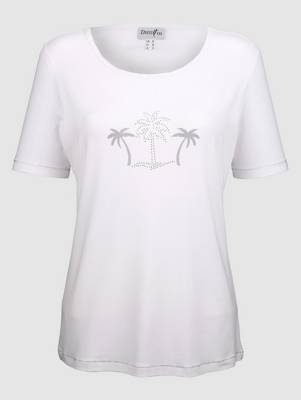 Shirt Dekosteine halbarm uni Figurumspielend blickdicht Viskose T-Shirts