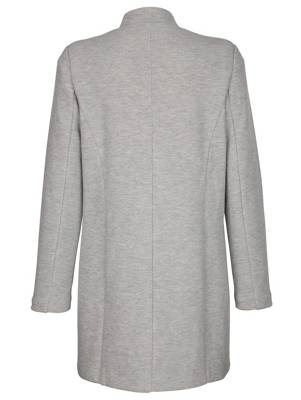 Longblazer Passformnähte langarm Knöpfe uni Figurumspielend Kunstfaser Blazer 2