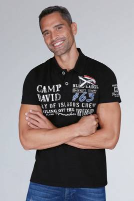 CAMP DAVID Piquee-Polo mit Prints und Stickereien Poloshirts