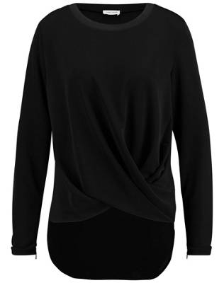 T-Shirt 1/1 Arm Langarmshirt mit seitlicher Raffung