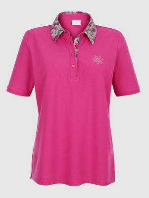 Paola Shirt mit Druckmuster schwarz halbarm Kunstfaser bunt Damen