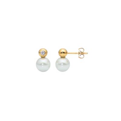 Ohrringe Damen Unio gold mit Swarovski Perle in weiß oder farbig Creolen