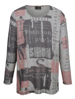 Feinstrickpullover Strasssteine langarm grafisch Gerade blickdicht Kunstfaser Pullover