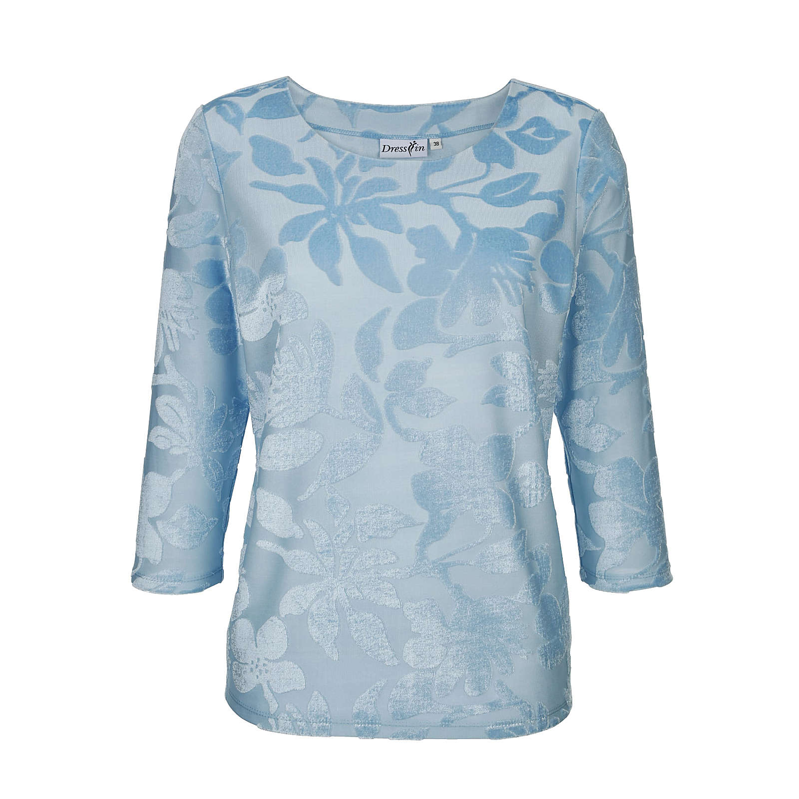 Image of Dress In Shirt 3/4-arm floral Gerade blickdicht Kunstfaser T-Shirts Adult W hellblau Damen Gr. 54