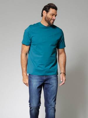 T-Shirt Stickerei kurzarm uni Regular Fit blickdicht Baumwolle T-Shirts 2